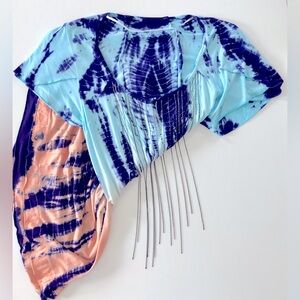 Free people tie-dye chain detail tunic top a butterfly sleeve Jersey knit M